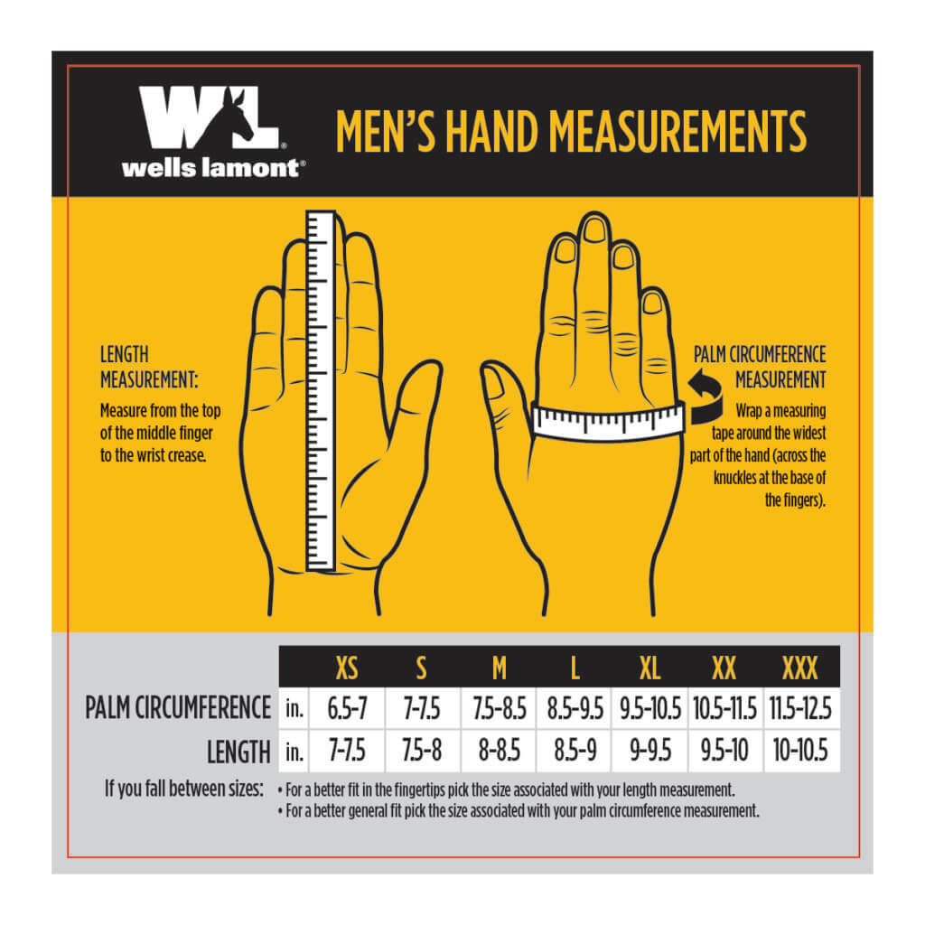 Wells Lamont Men's Glove Size Chart